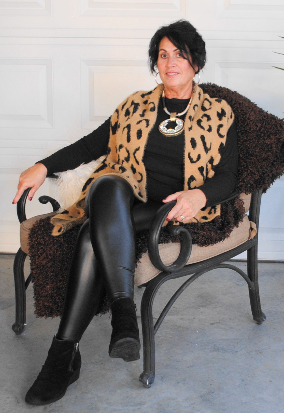 leopard eyelash vest