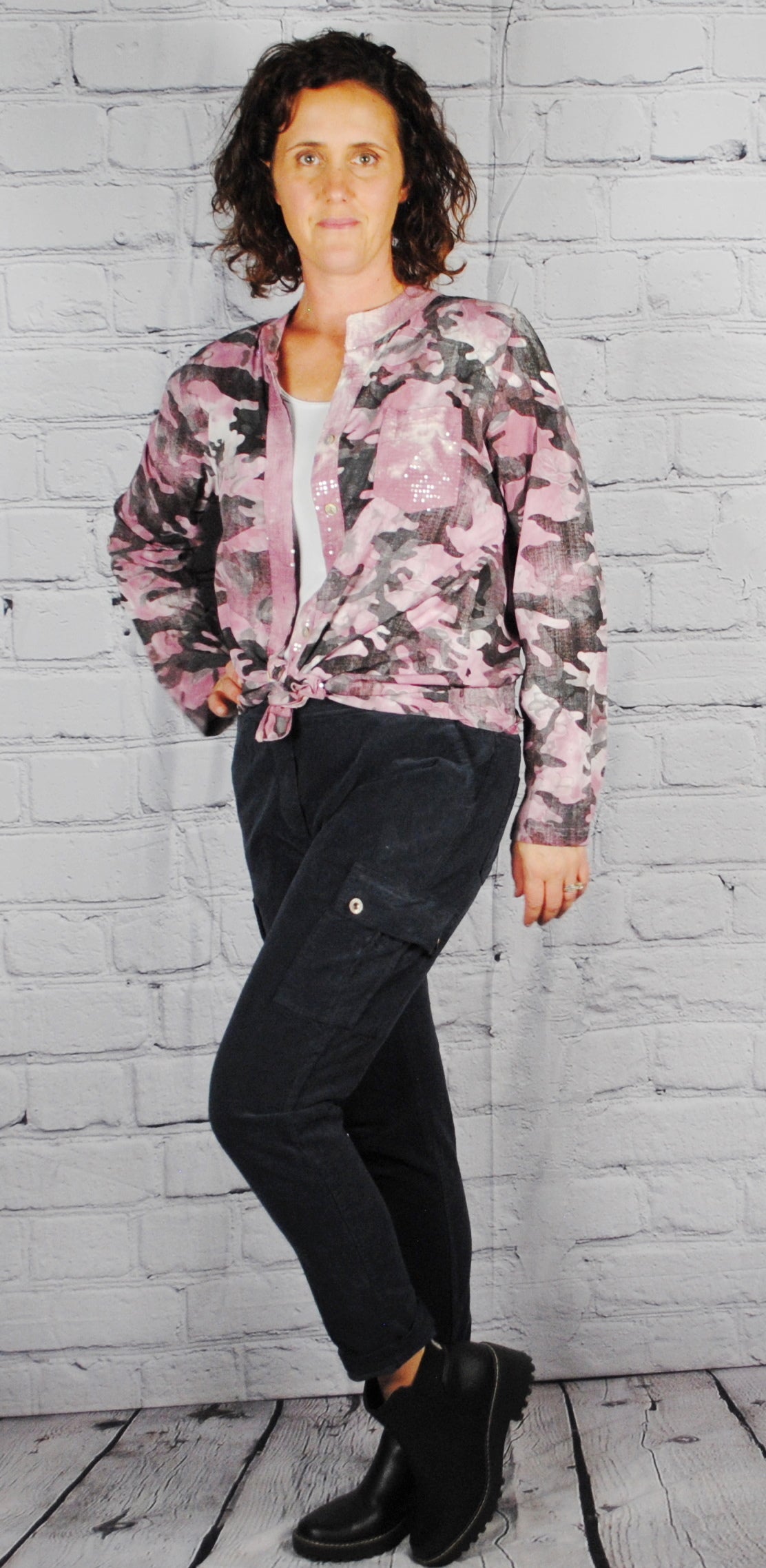 Camo Sequin Shirt Jacket