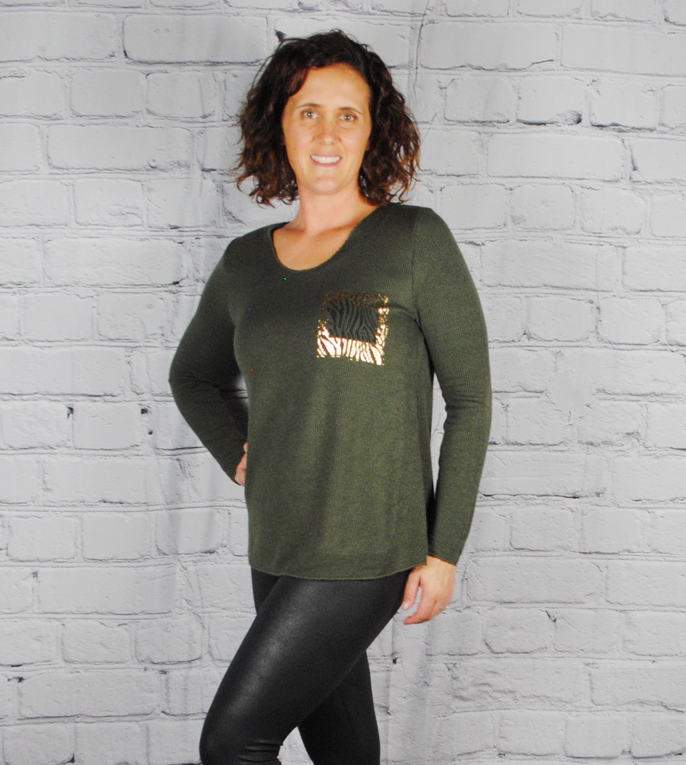 Zebra Printed Long Sleeve Top