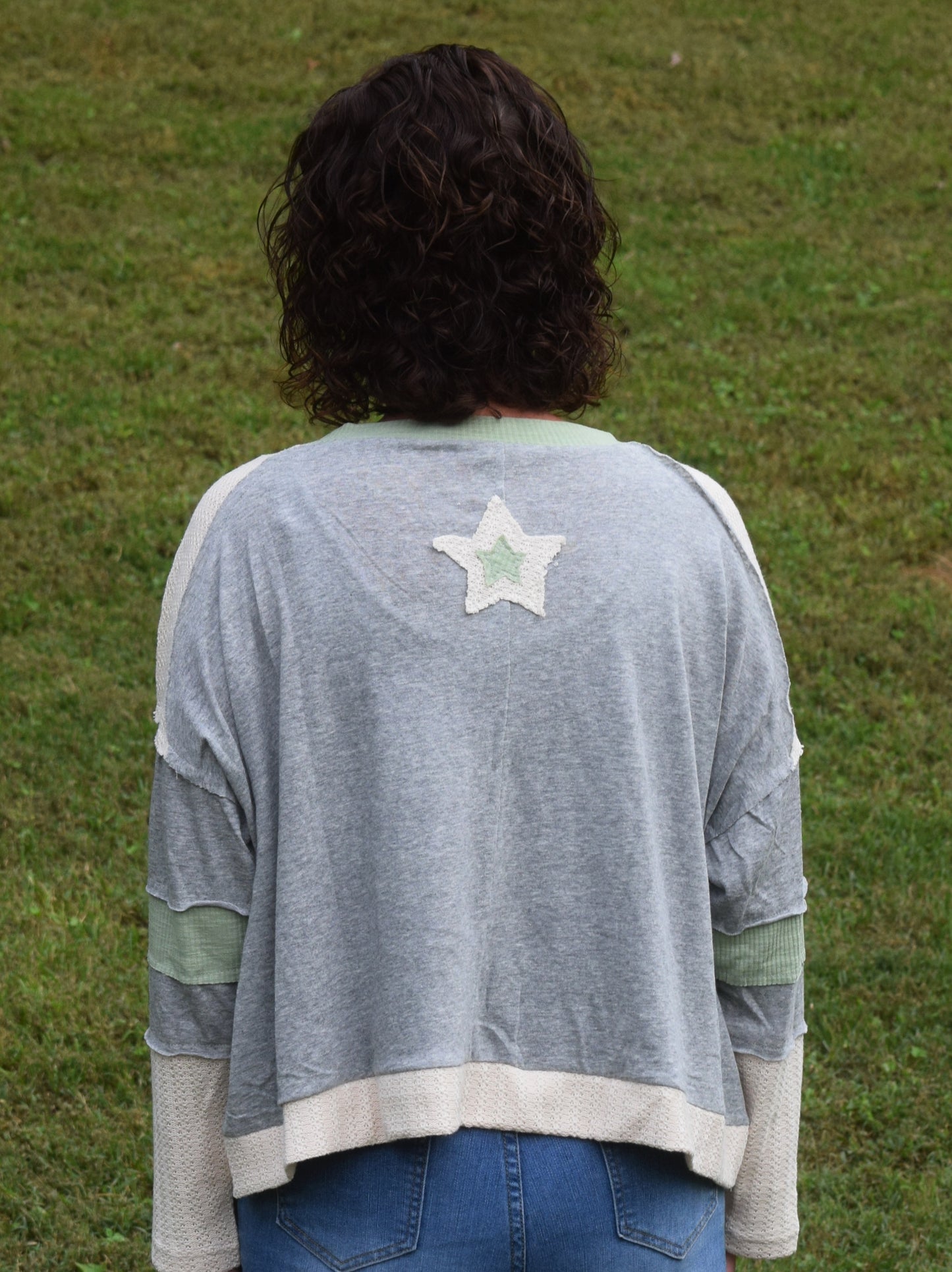 Star Patch Crop Knit Top