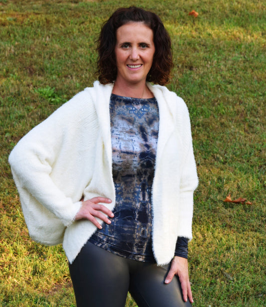 Soft Fuzzy Sweater Hoodie Cardigan