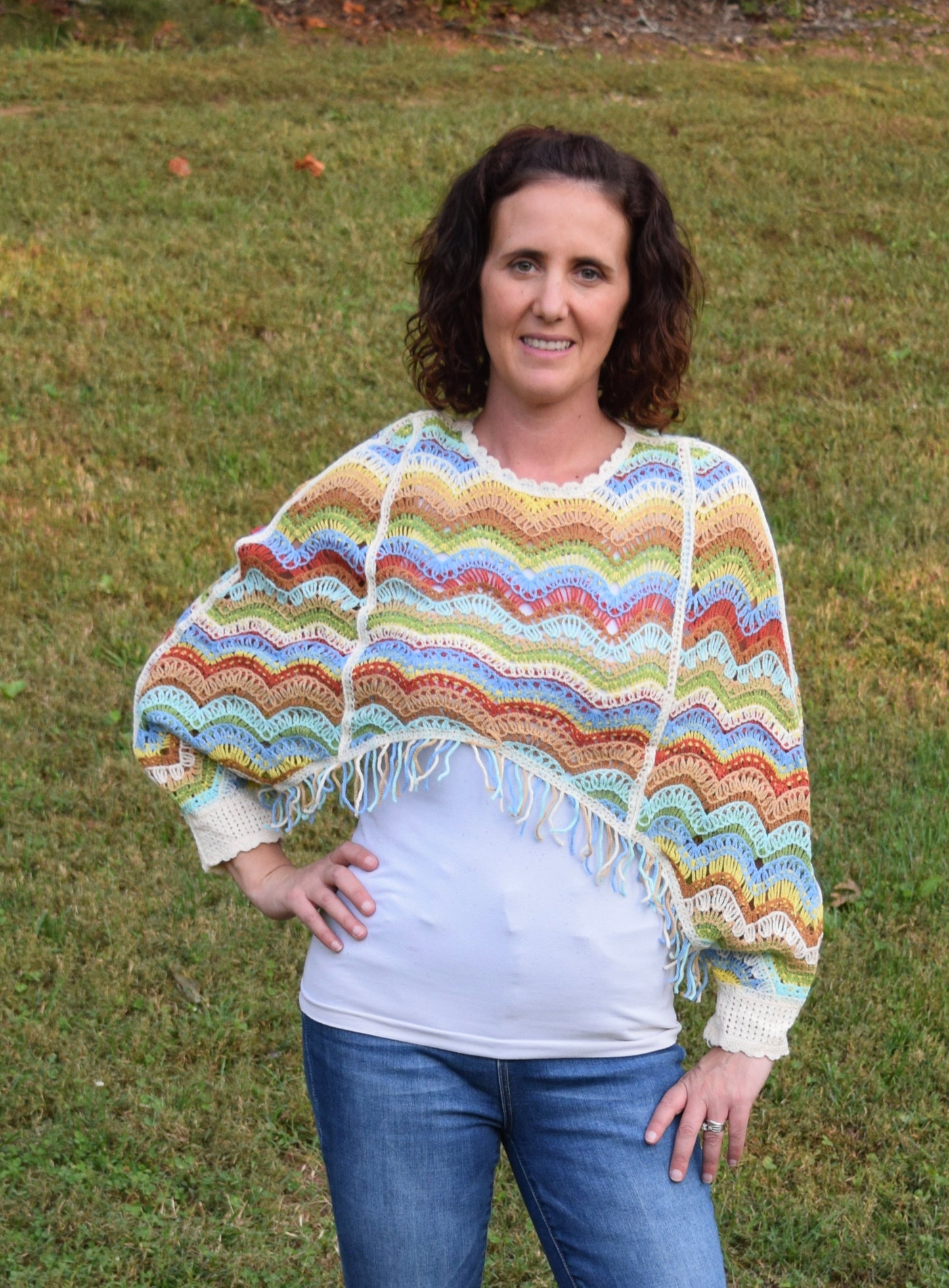 Multi Color Crochet Top with Fringe