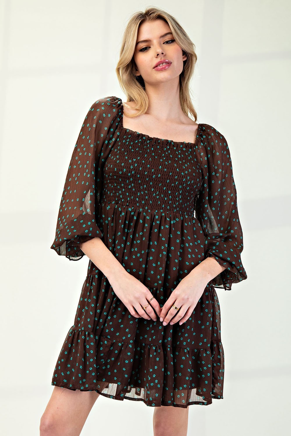 Floral Smocked Mini Dress