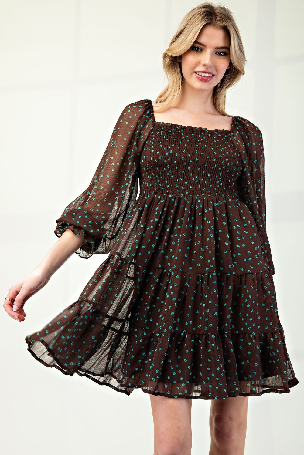 Floral Smocked Mini Dress