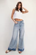Mineral Washed Contrast Hem Jean