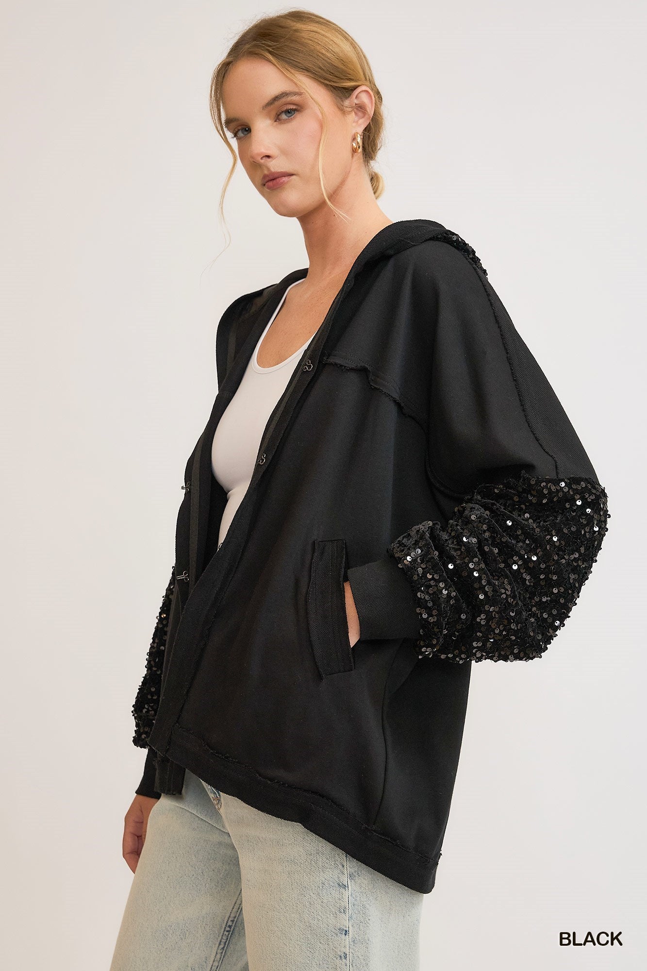 Sequined French Terry Jacket