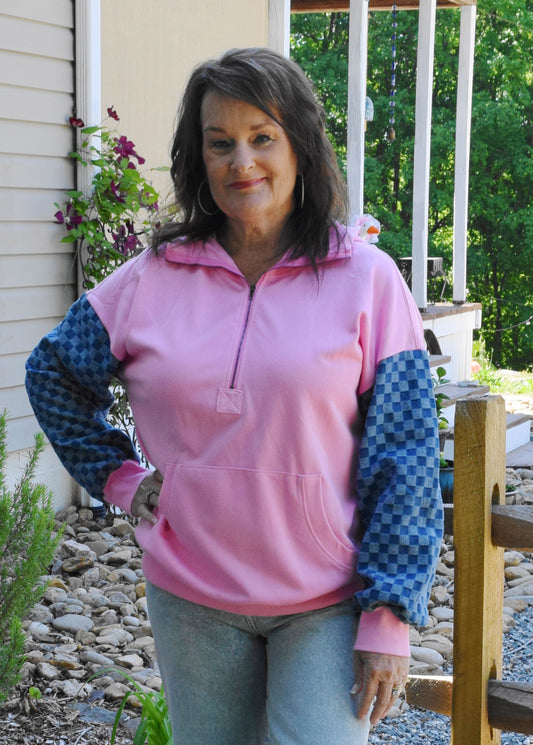 Pink Patchwork Hoodie