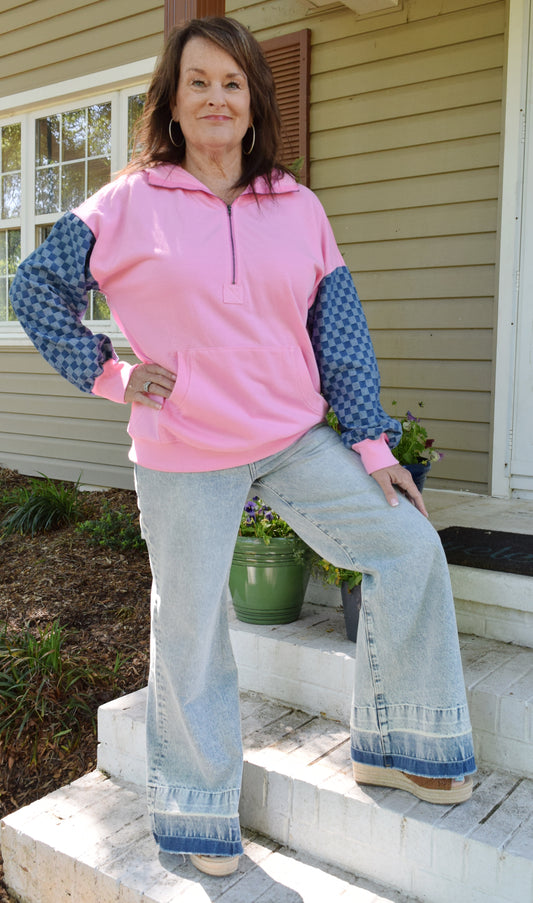 Pink Patchwork Hoodie