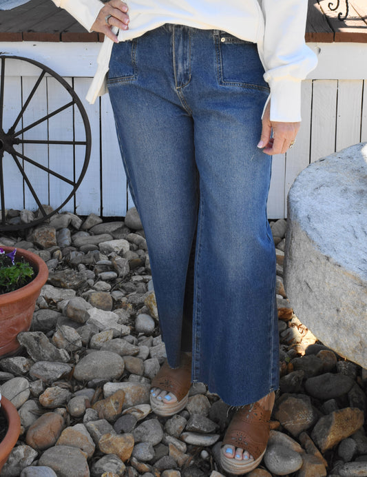 Denim Raw Hem Crop Jeans