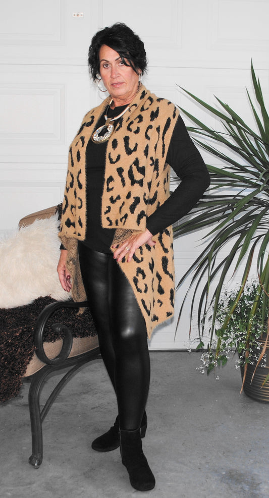 leopard eyelash vest