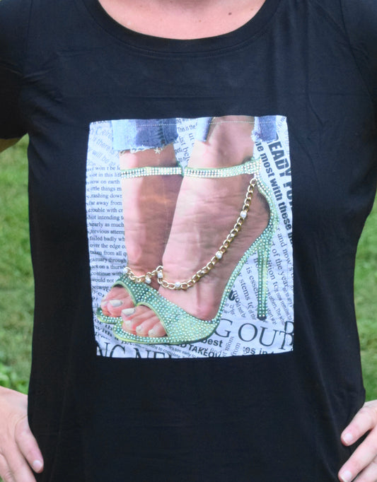 green shoe bling tee