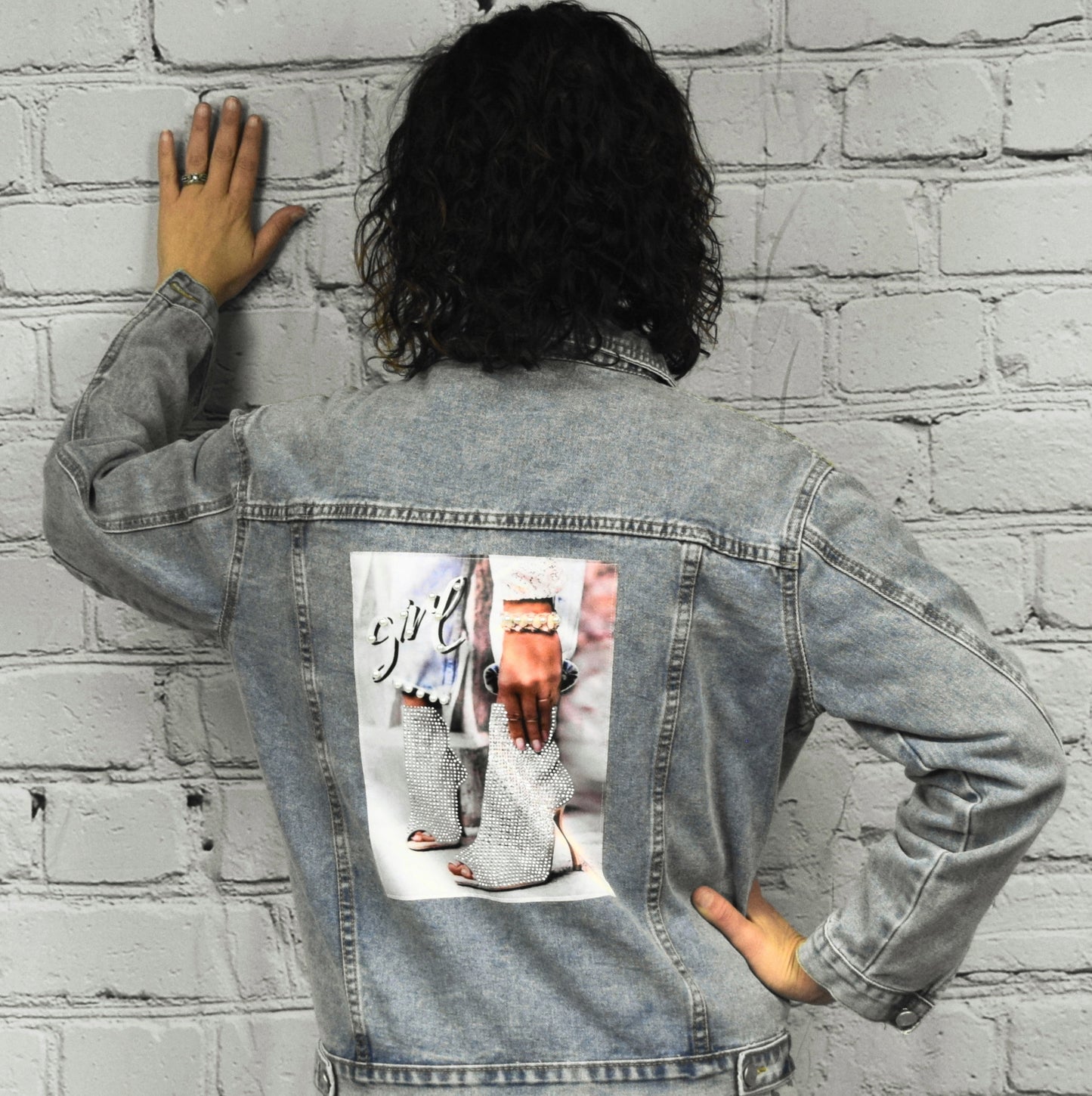 Crystal Graphic Denim Jacket