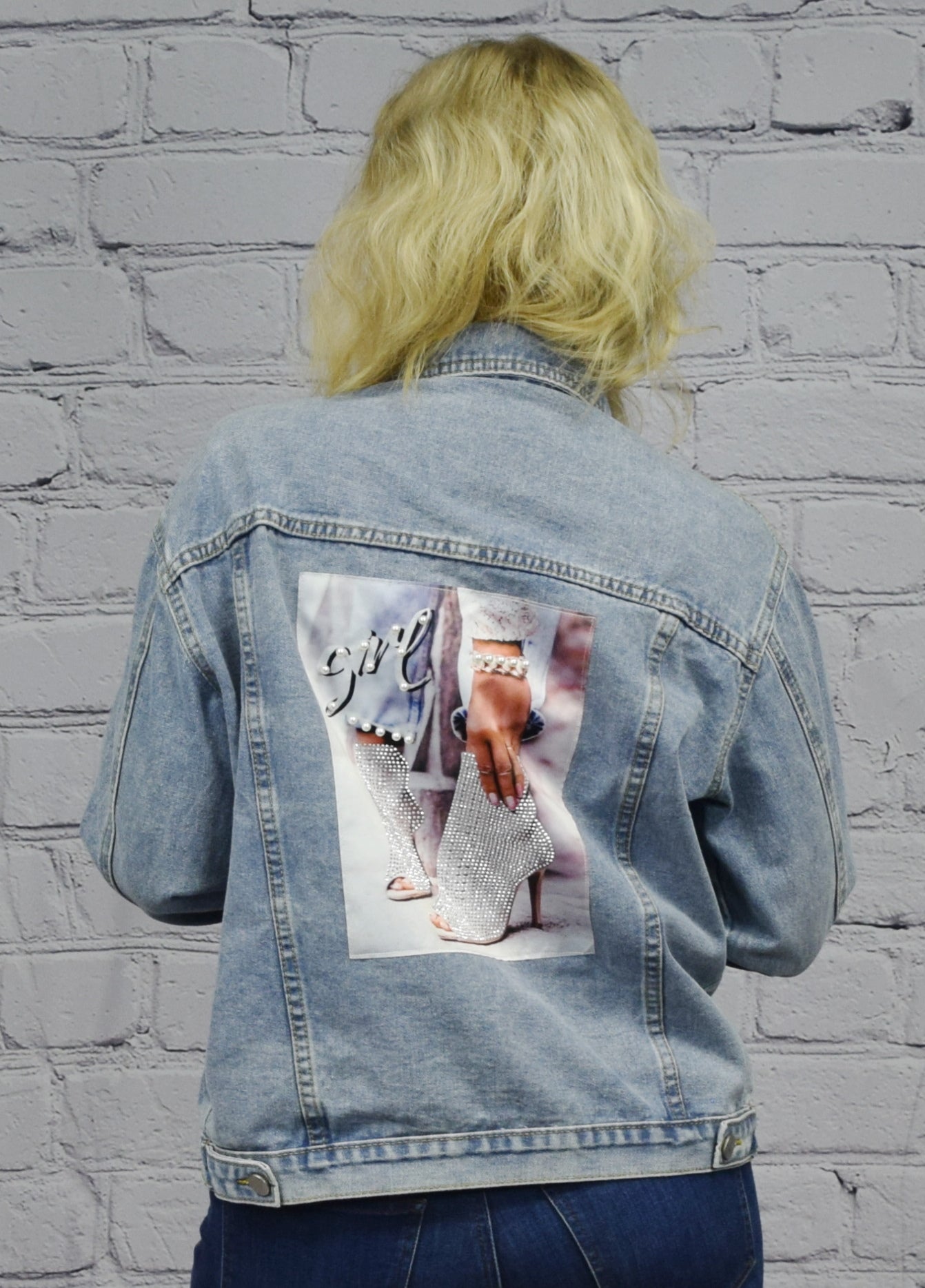 Crystal Graphic Denim Jacket