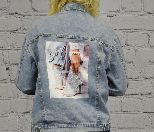 Crystal Graphic Denim Jacket