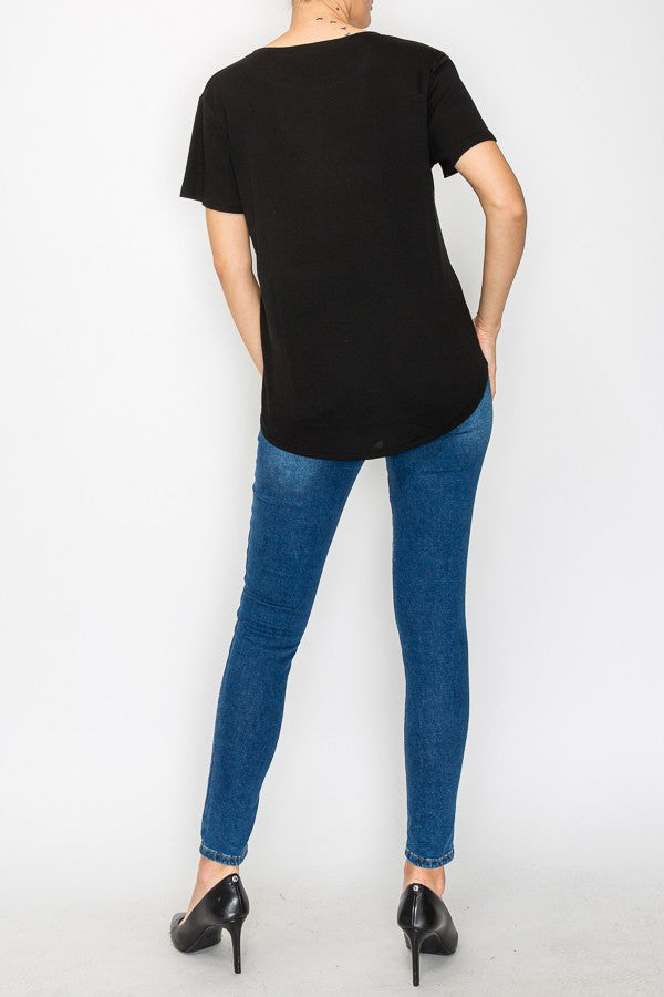 Black Sequin Star Tee Shirt