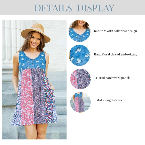 Denim Yoke Patchwork Dress