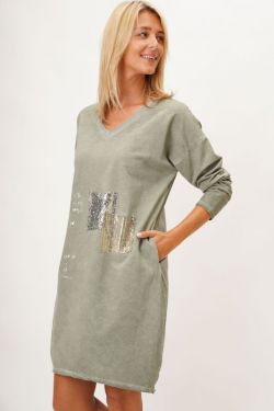 French Terry Dress with Sequin Detail