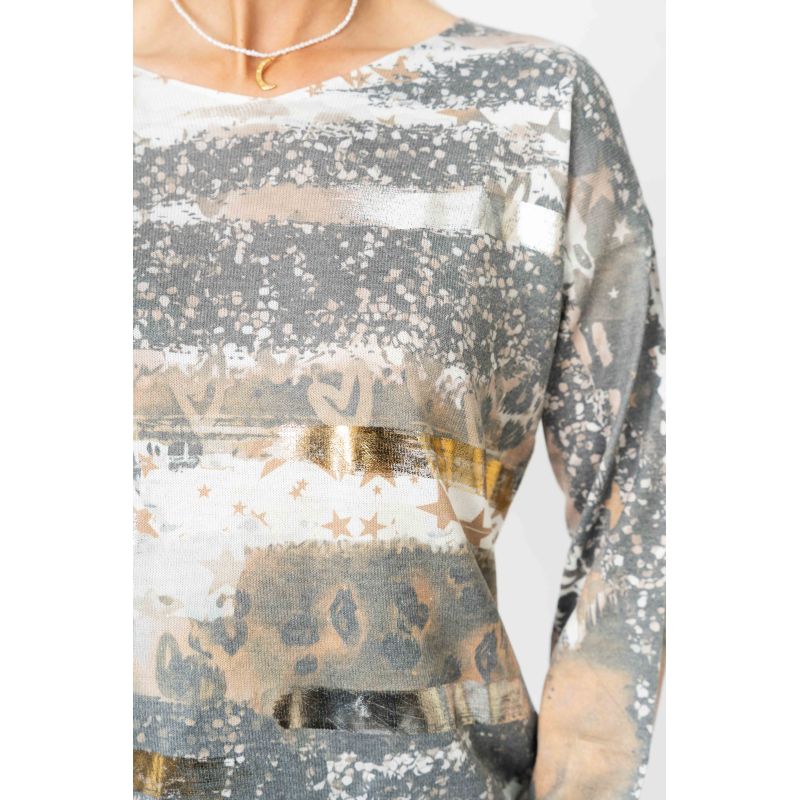 Gold & Silver Foil Abstract Print Sweater