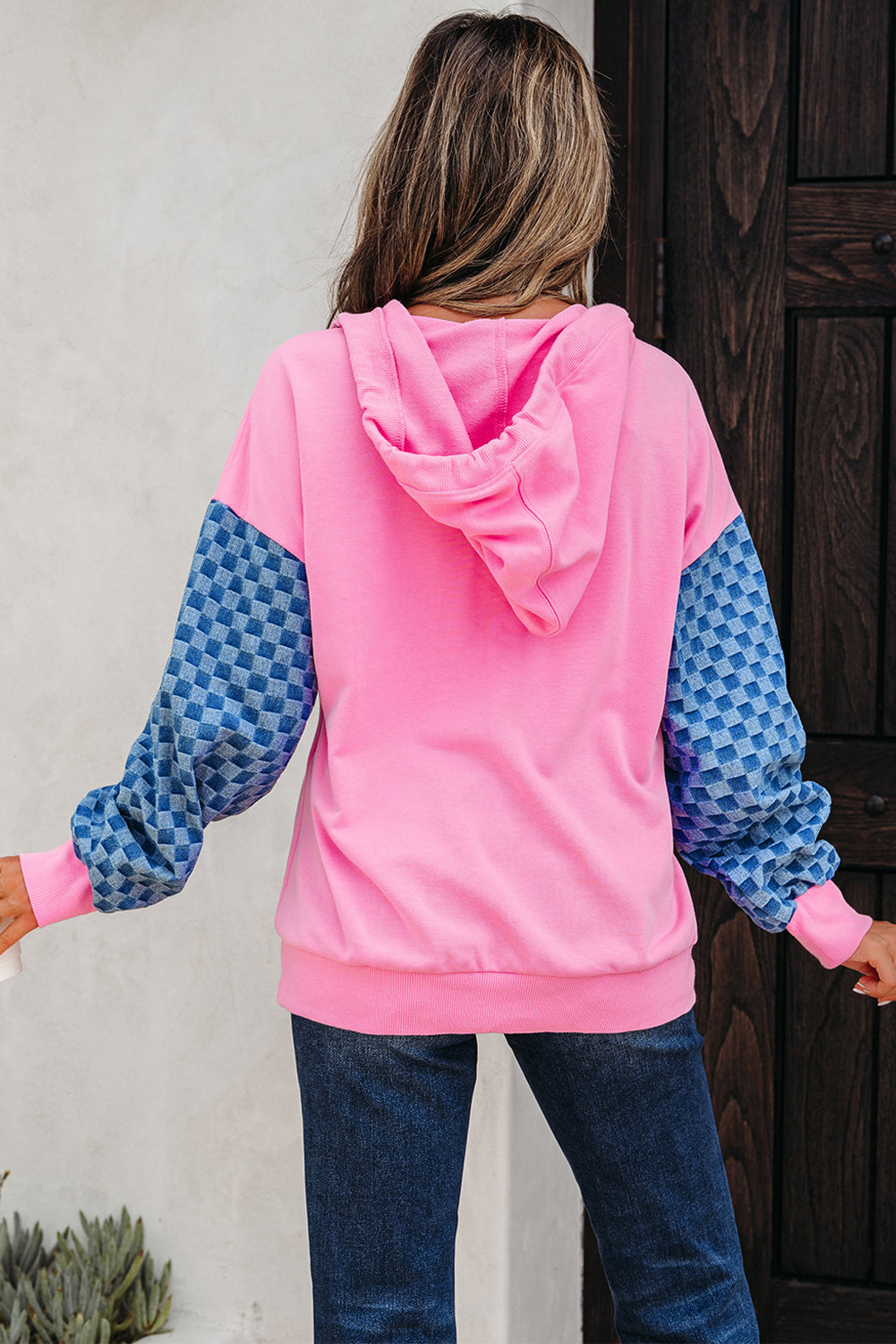 Pink Patchwork Hoodie